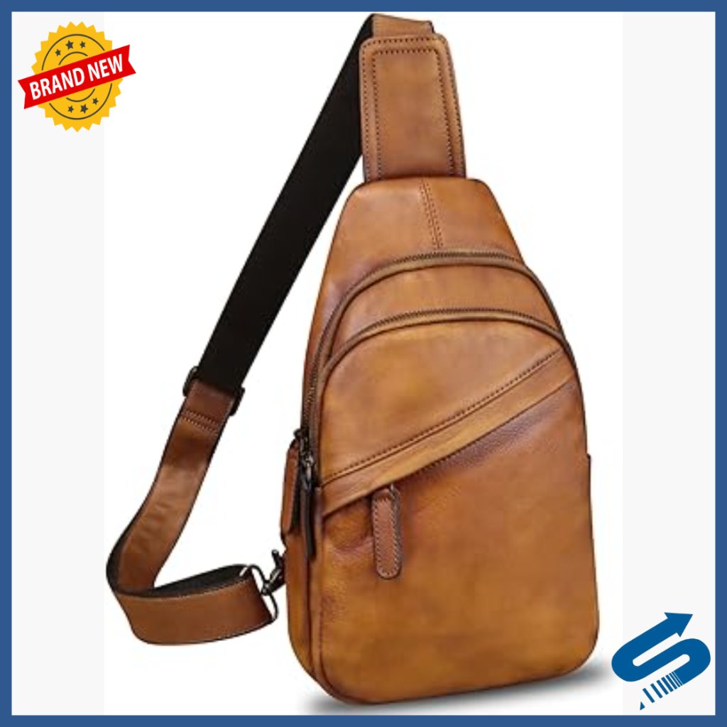 Genuine Leather Sling Backpack Crossbody Bag Shoulder Purse Medium